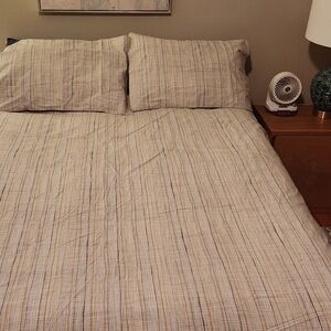IKEA Striped Duvet Cover in Beige and Light Blue